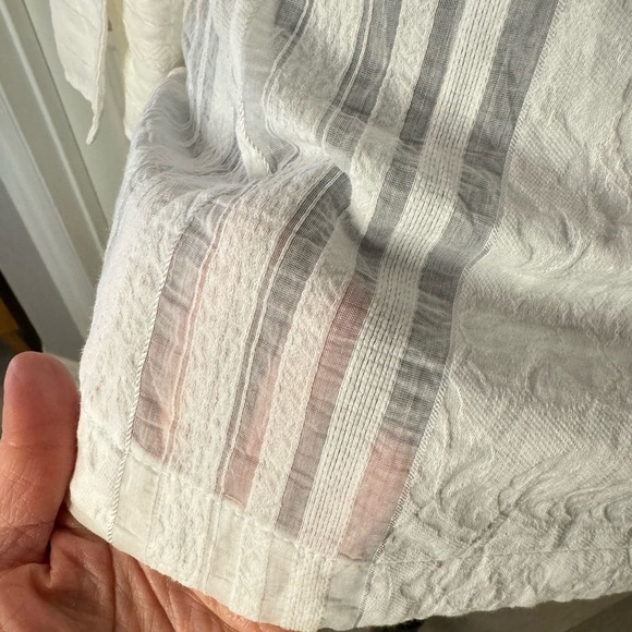 Farinaz Taghavi Sz 4 White Top Button Wrap 3/4 Sleeve Cotton Blend Shirt Blouse - Picture 9 of 11